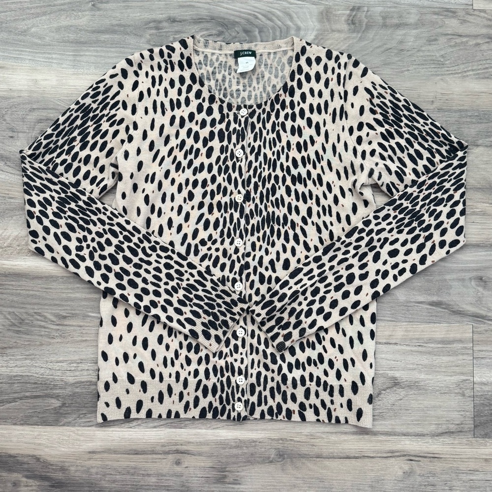 J. Crew | 100% Merino Wool Leopard Cardigan